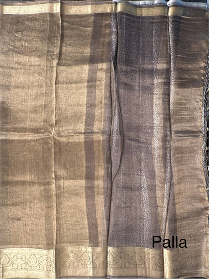 Grey Banarasi Pure Tissue Saree