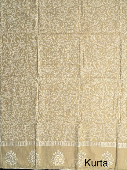 Pastel Yellow Printed Pure Cotton Suit