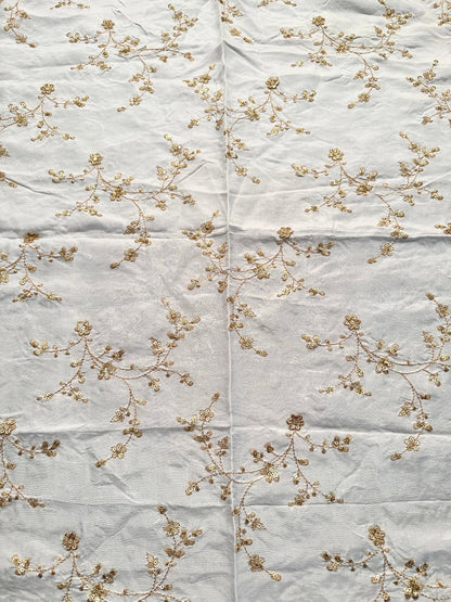 Off-White Sequins Work Viscose Fabric
