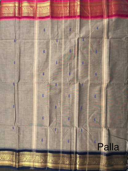 Grey Narayanpet Cotton Saree