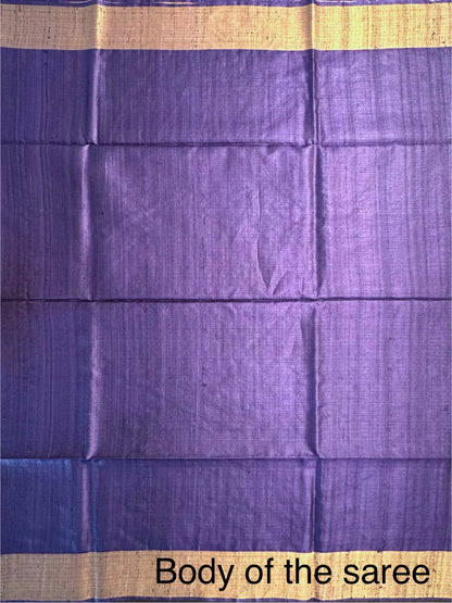 Purple Pure Tussar Silk Saree