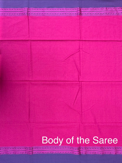 Magenta-Purple Piku Bengal Cotton Saree