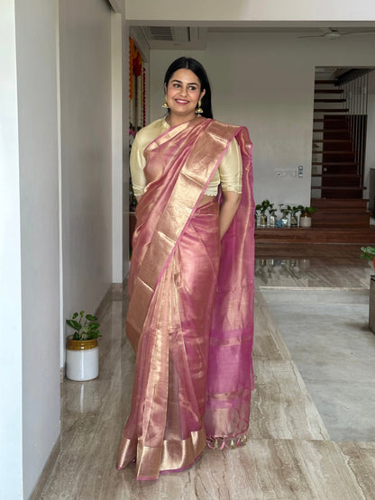 Pink Banarasi Pure Tissue Saree