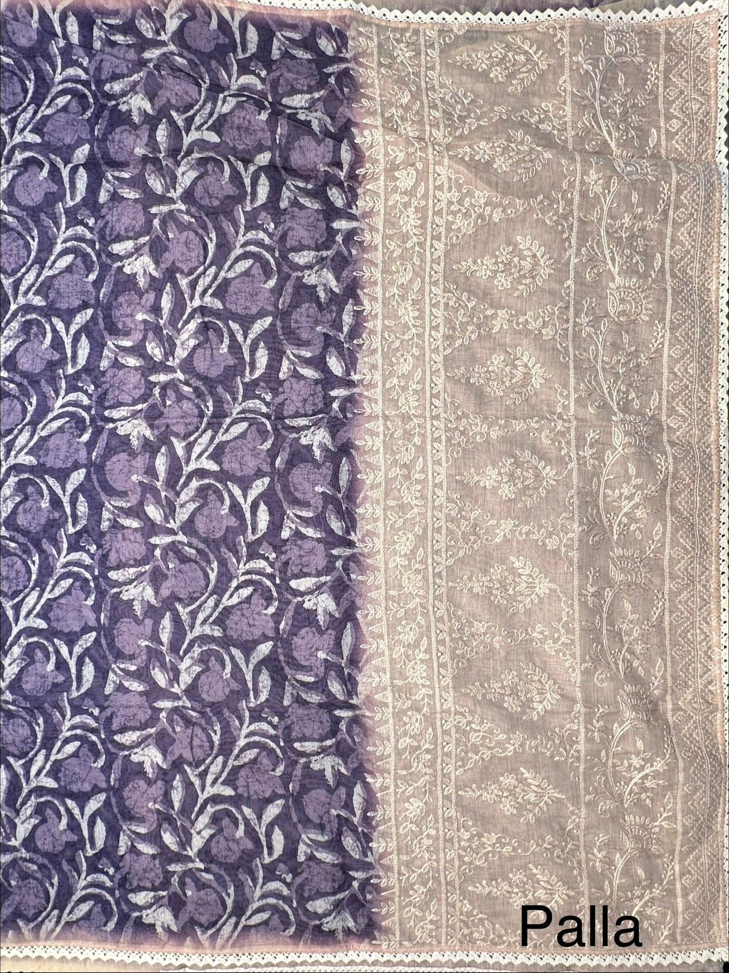Violet-Beige Dhara Chanderi Saree