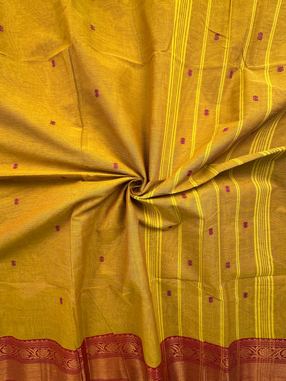 Olive Green Narayan pet Cotton Saree