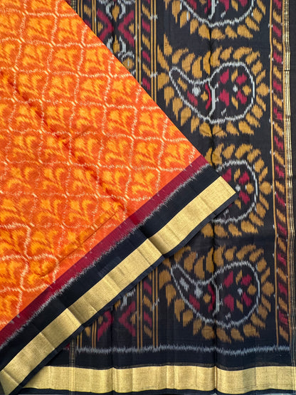 Rust Ikkat Kosa Cotton Silk Saree