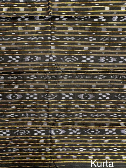 Black Sambhalpuri Ikkat Handloom Cotton  3-Piece Suit