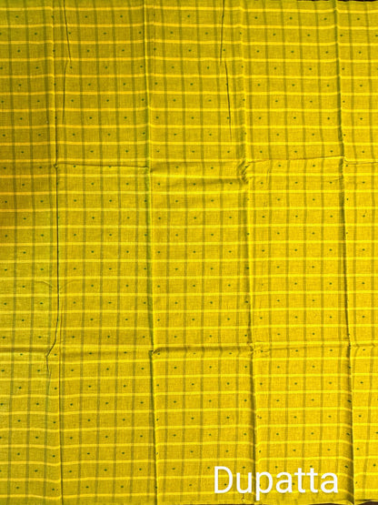Mehndi Green Checkered Handloom Suit