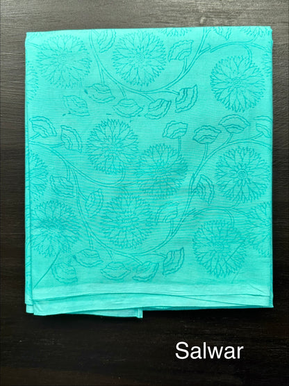 Sea Green 4-Piece Kota Doria Cotton Unstitched Suit