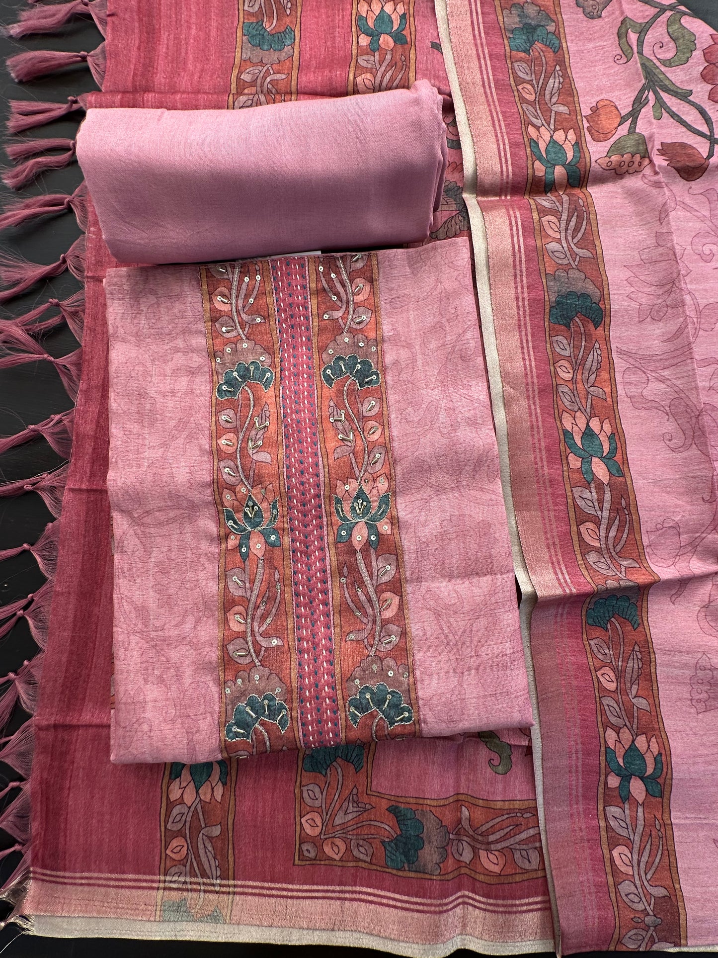 Pink Fancy Cotton 3-Piece Suit