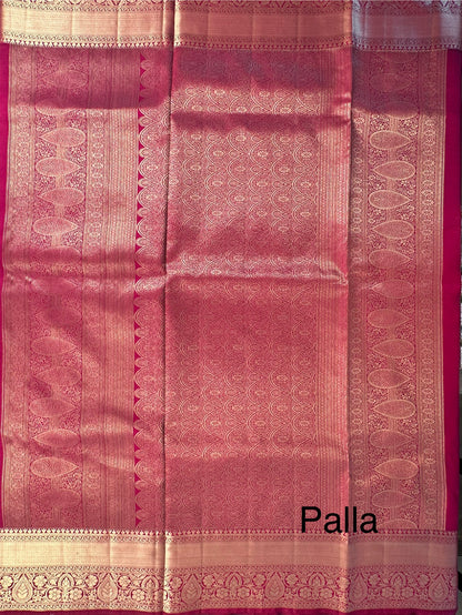 Magenta Handloom Kanjivaram Jamawar Pure Silk Saree