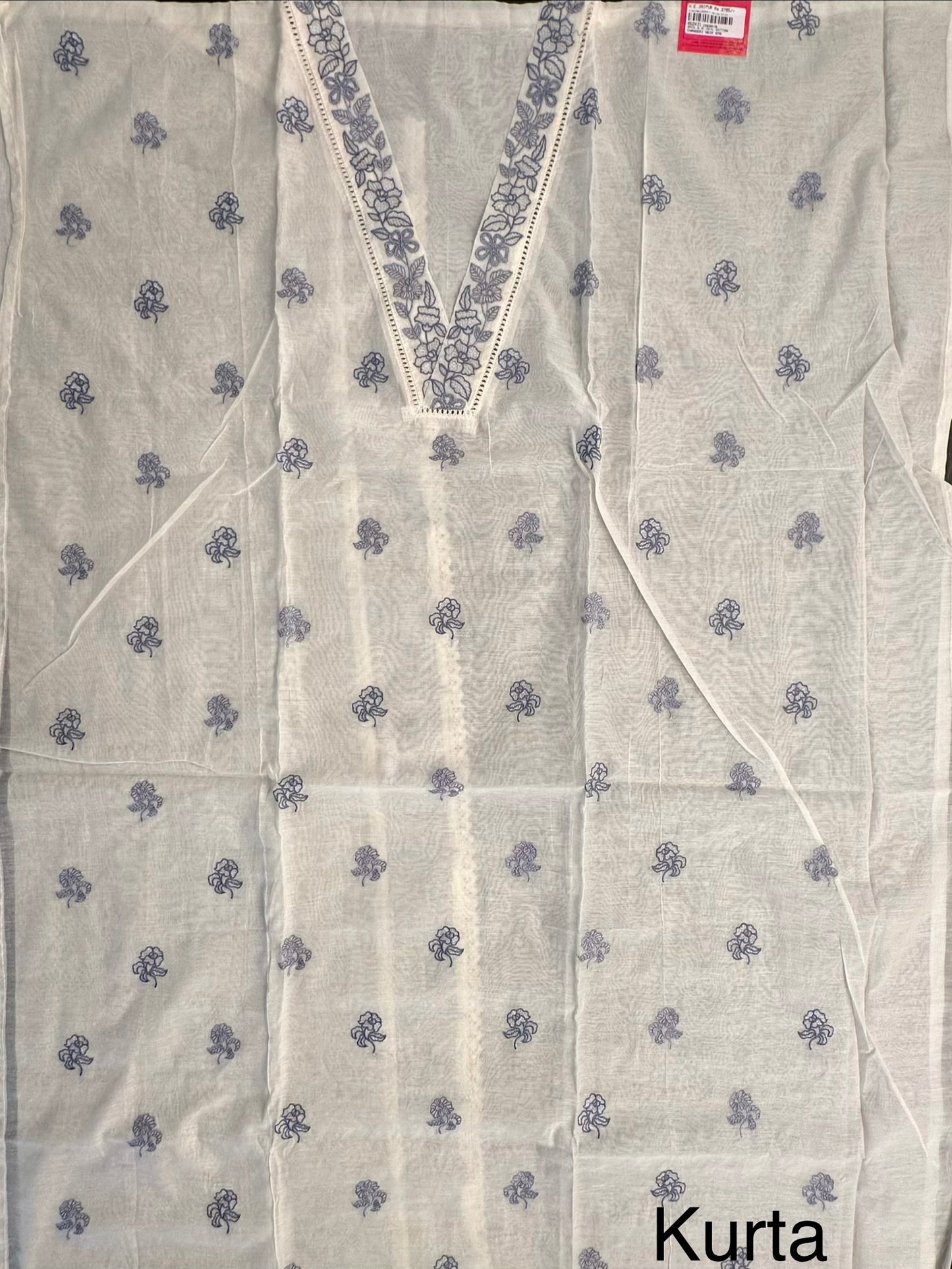 Off White-Blue Chanderi Suit