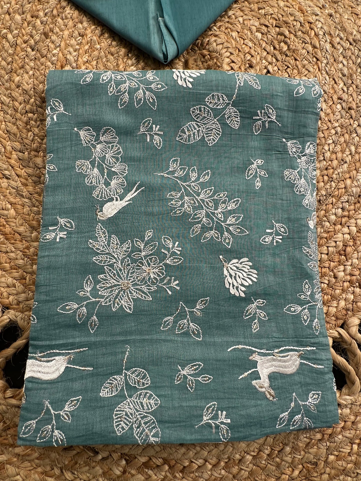 Sea Green Pure Cotton 3-Piece Suit