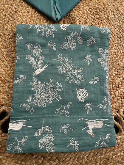 Sea Green Pure Cotton 3-Piece Suit