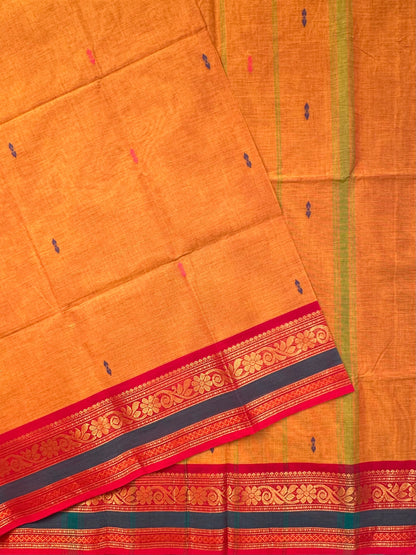 Mustard-Red Narayanpet Cotton Saree