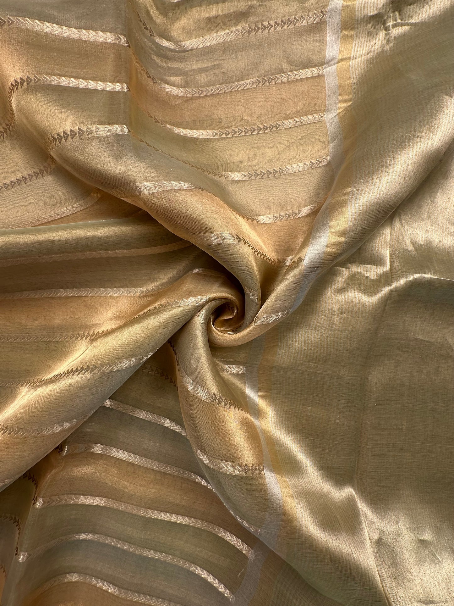 Multi Colour Striped Banarasi Pure Tissue Saree