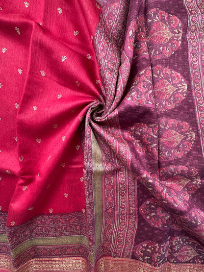 Pink Muga Silk Saree