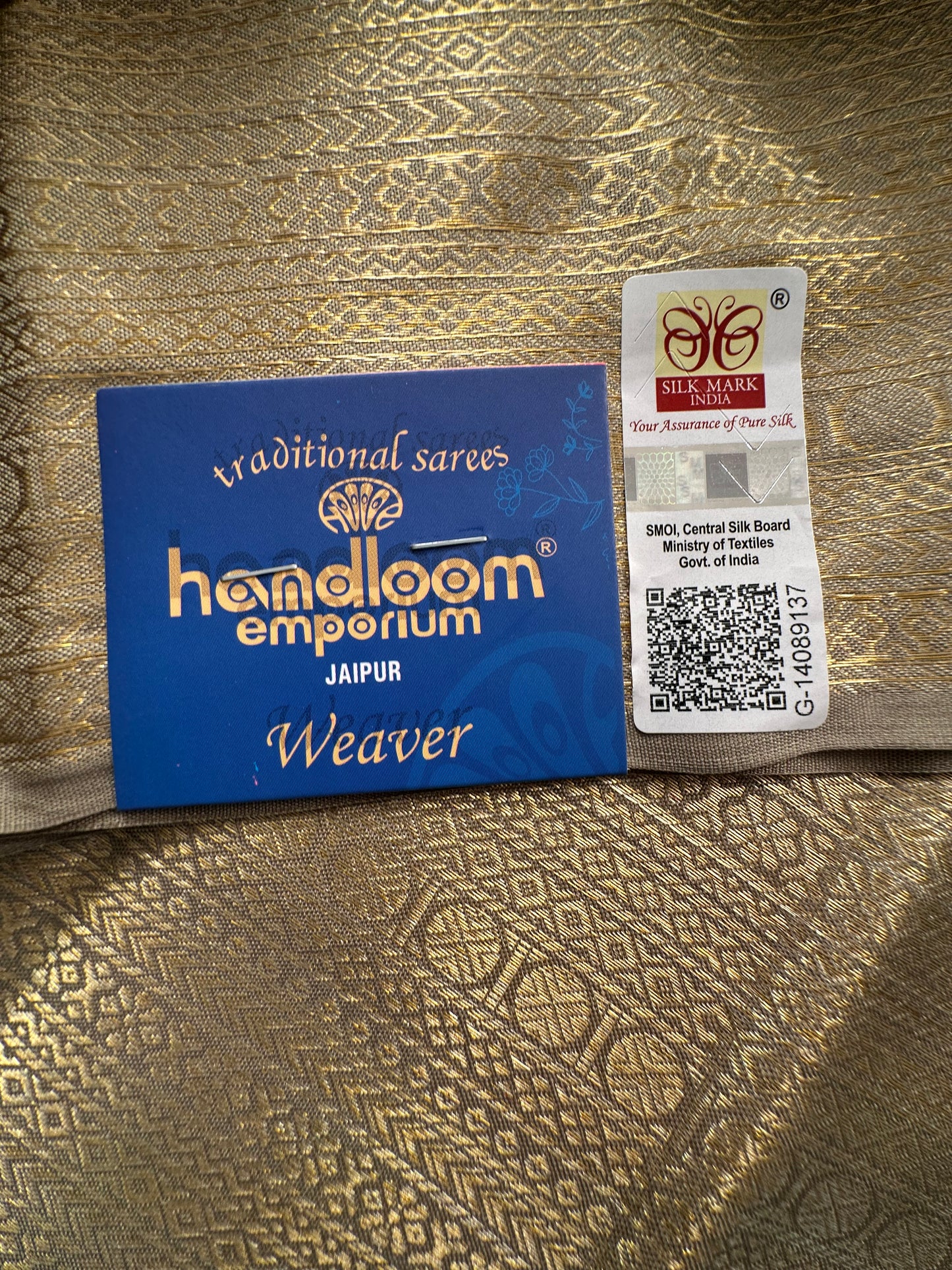 Blue-Beige  Handloom Kanjivaram Jamawar Pure Silk Saree