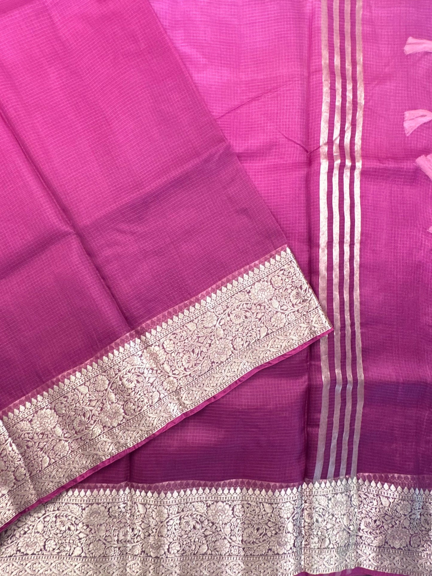 Shaded Dark Purple Pure Kota Doria Silk Saree