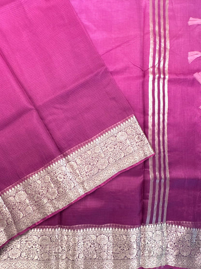 Shaded Dark Purple Pure Kota Doria Silk Saree