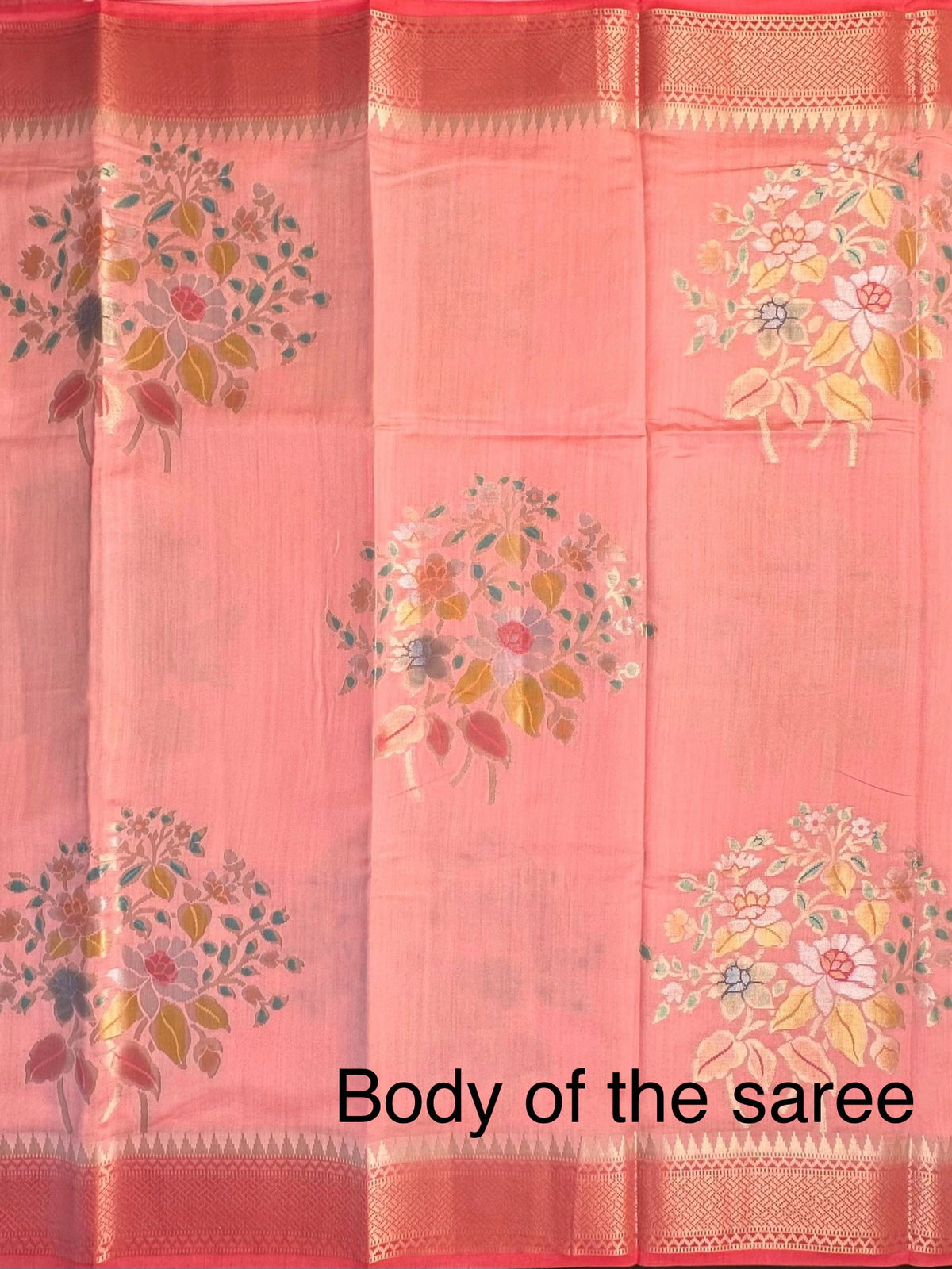Peach Vishakha Pure Silk Saree