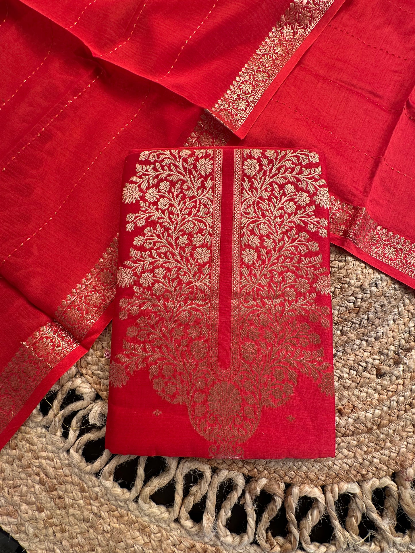 Red Handloom Chanderi Suit