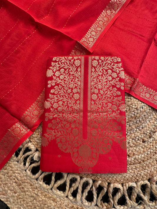 Red Handloom Chanderi Suit