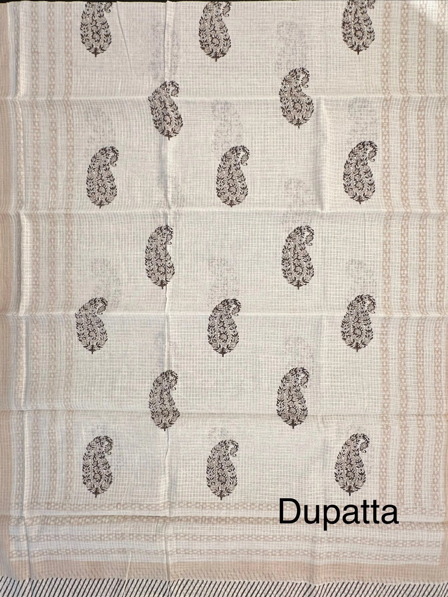 Beige Jute Cotton 3-piece Unstitched Suit