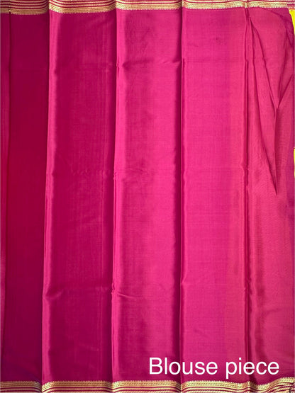 Yellow-Magenta Mysore Crepe Saree