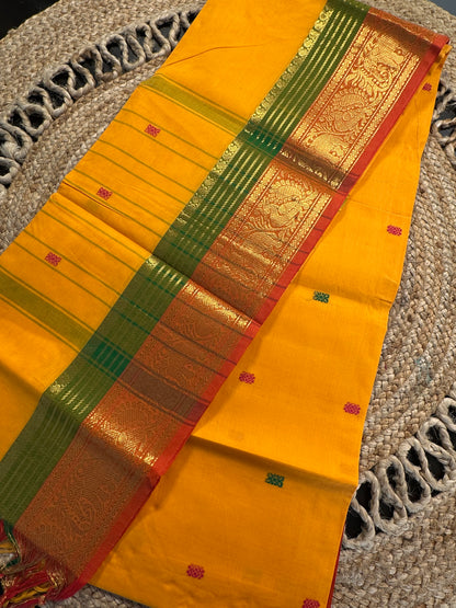 Orange Narayanpet Cotton Saree