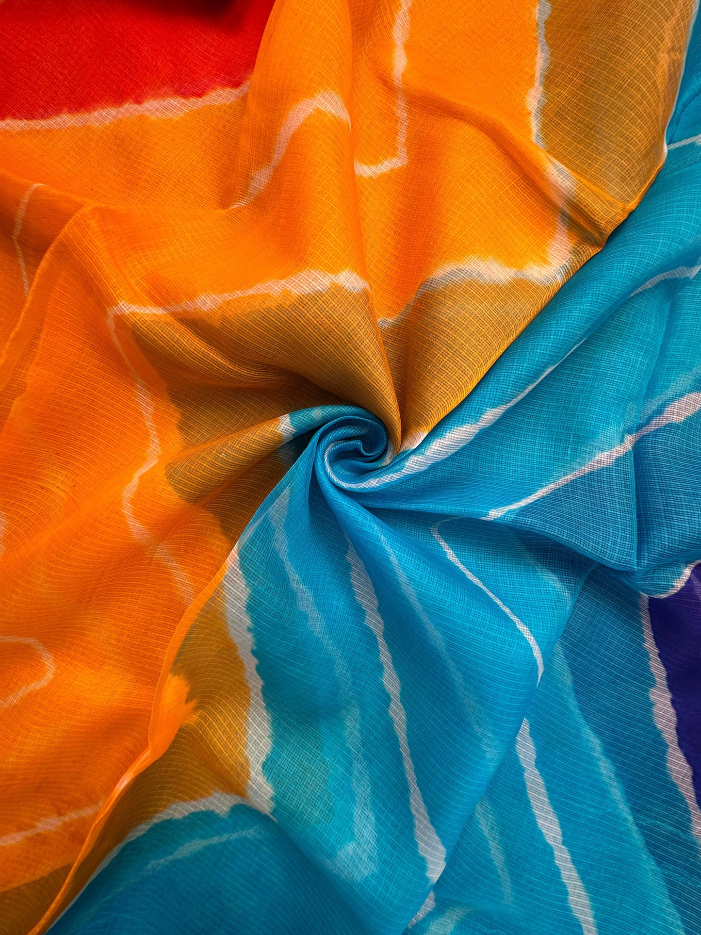 Multi Colour Leheriya Kota Doria Pure Silk Saree