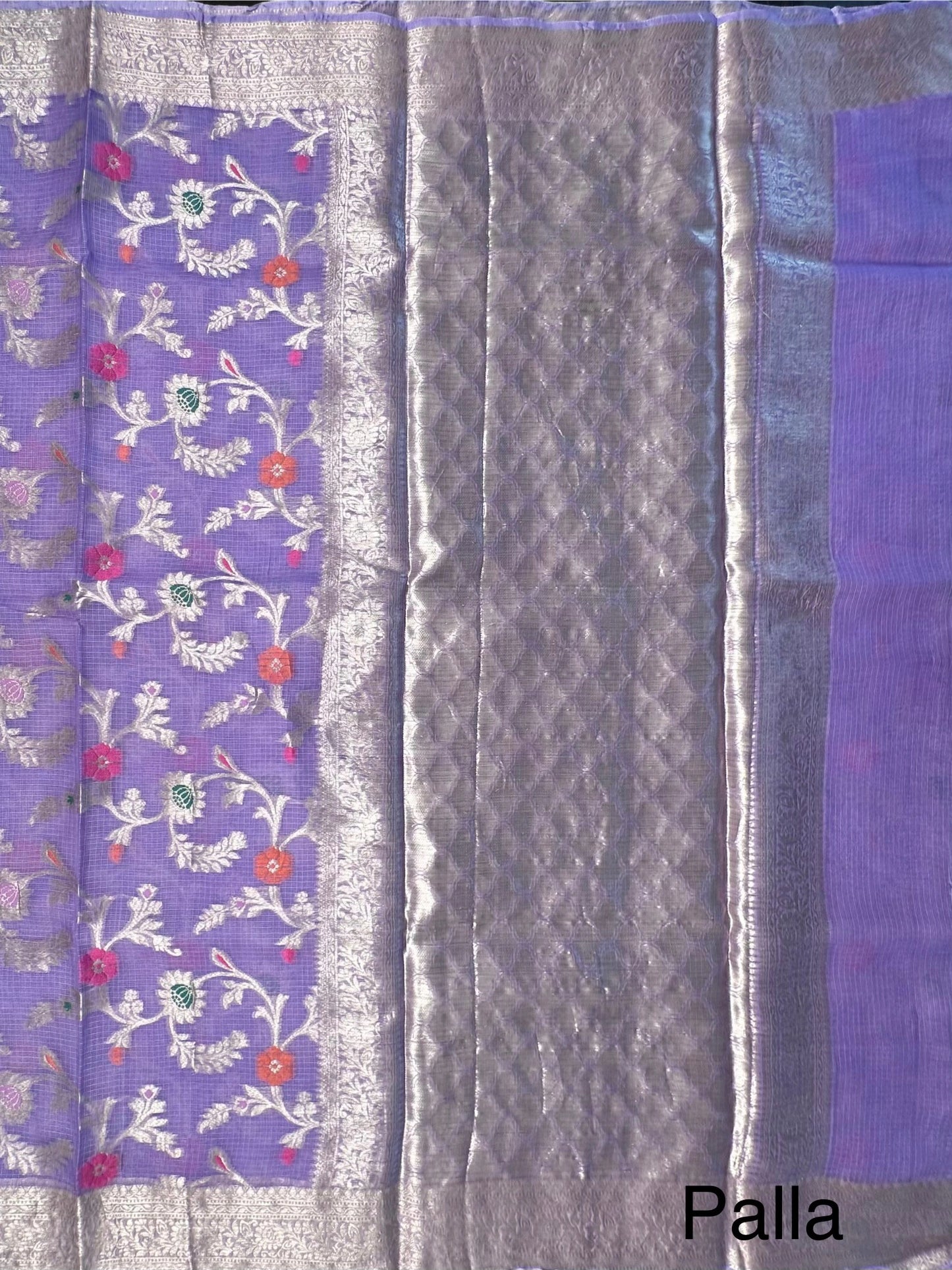 Lavender Pure Kota Doria Silk Saree