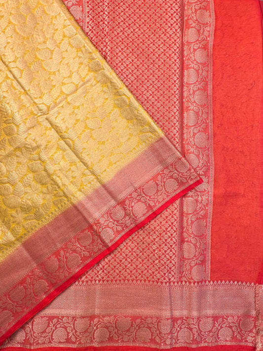 Yellow-Red Vartika Tissue Saree