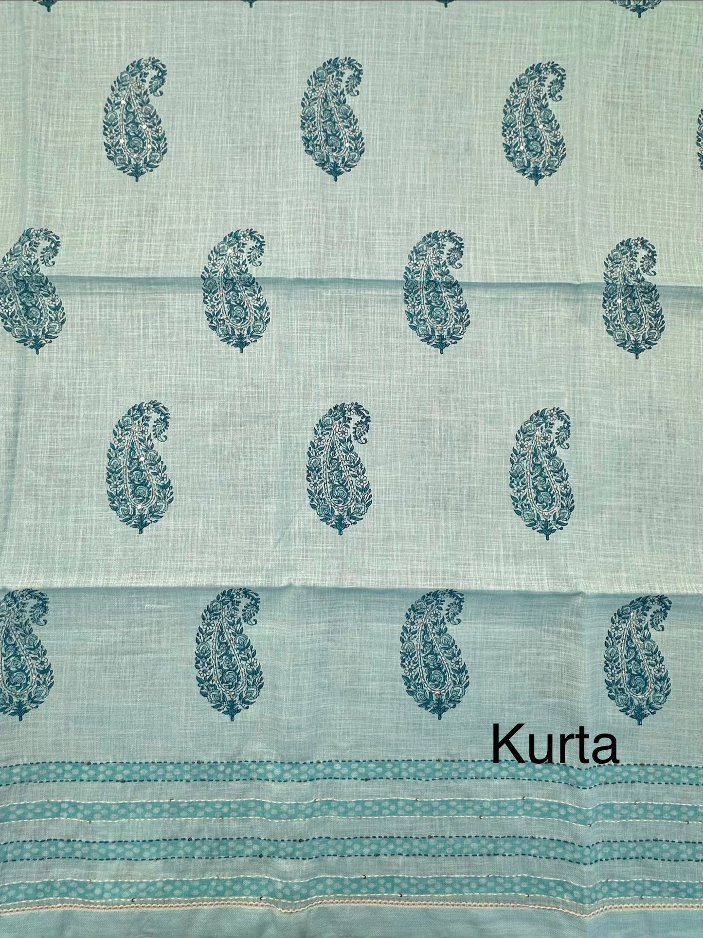 Firozi Jute Cotton 3-piece Unstitched  Suit
