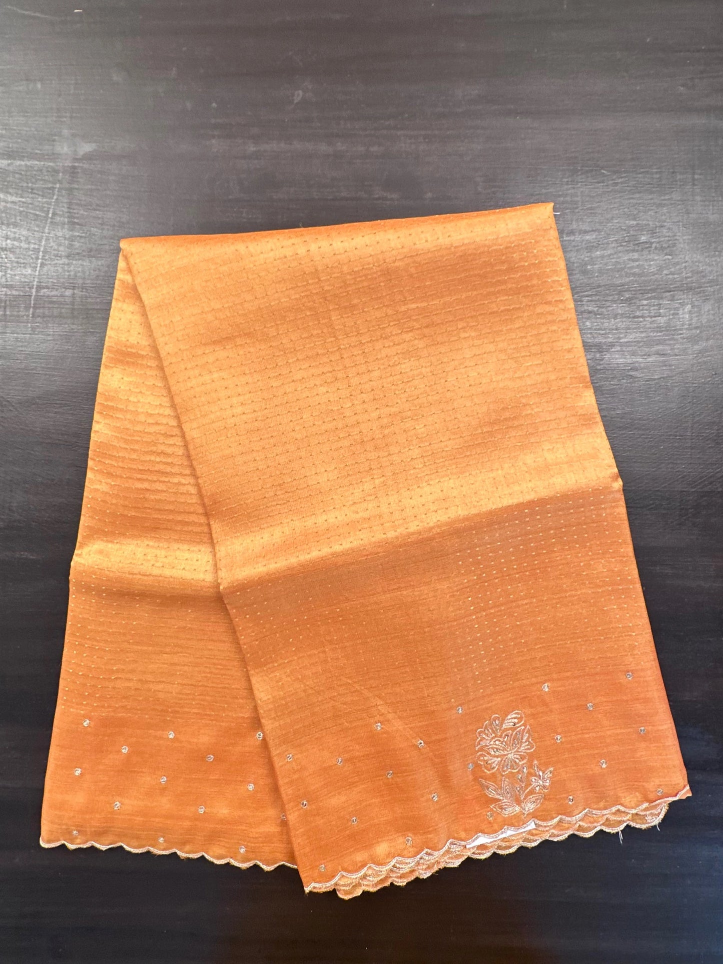 Mustard Aari Work Pure Tussar Silk Saree
