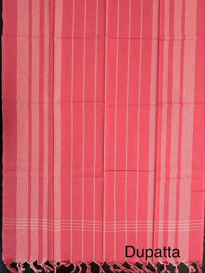 Coral Pink Unstitched South Cotton Suit