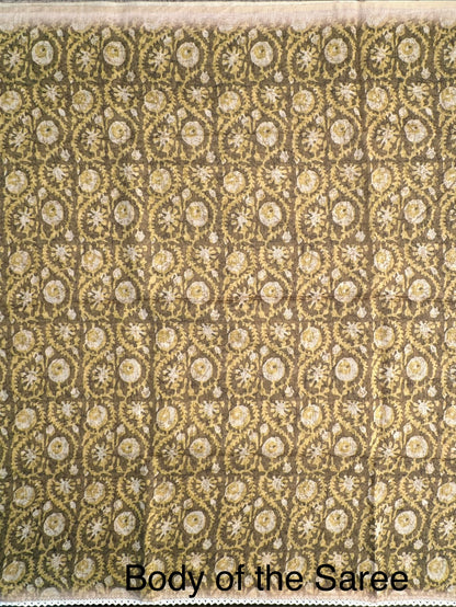Mehndi Green -Beige Dhara Chanderi Saree