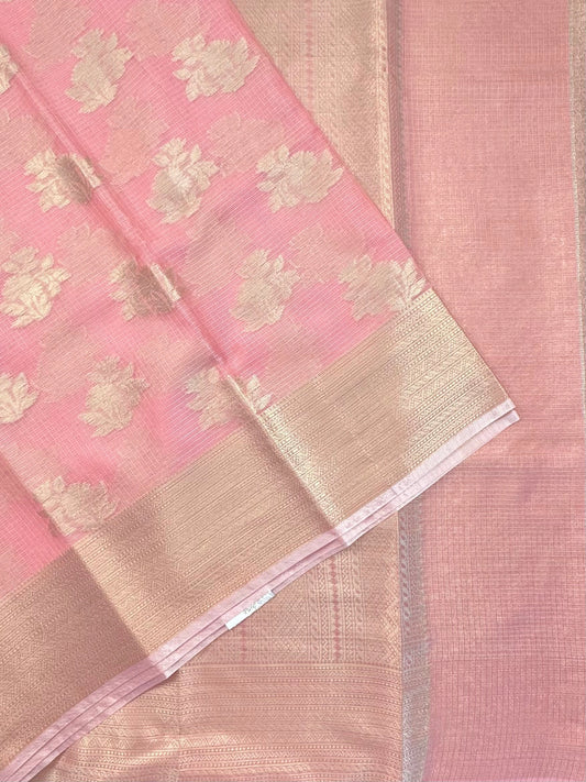Pink Arvita Kota Doria Fancy Cotton Saree