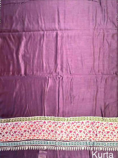 Purple Trisha Printed Chanderi 3-Piece Unstitched Suit