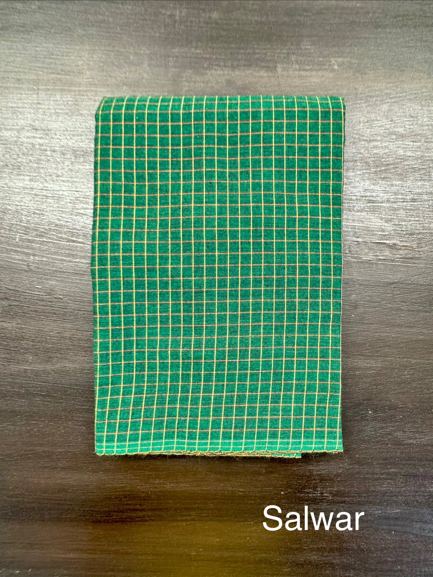Green Checkered Dharwad South Cotton 3-Piece Suit