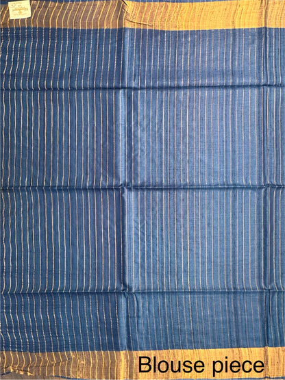 Royal Blue Pure Tussar Silk Saree