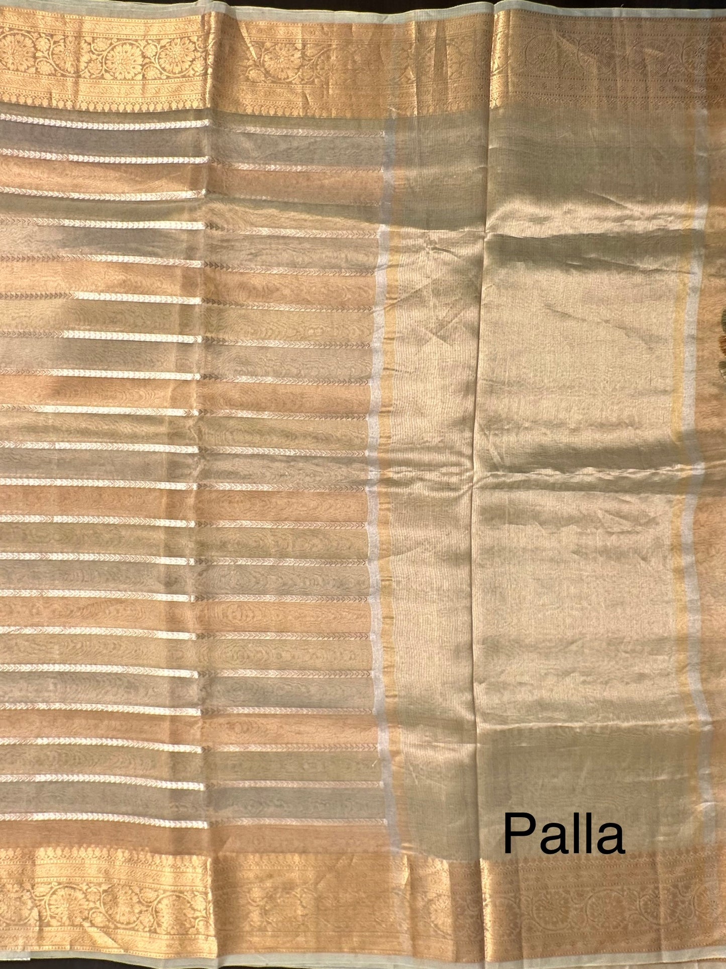 Multi Colour Striped Banarasi Pure Tissue Saree