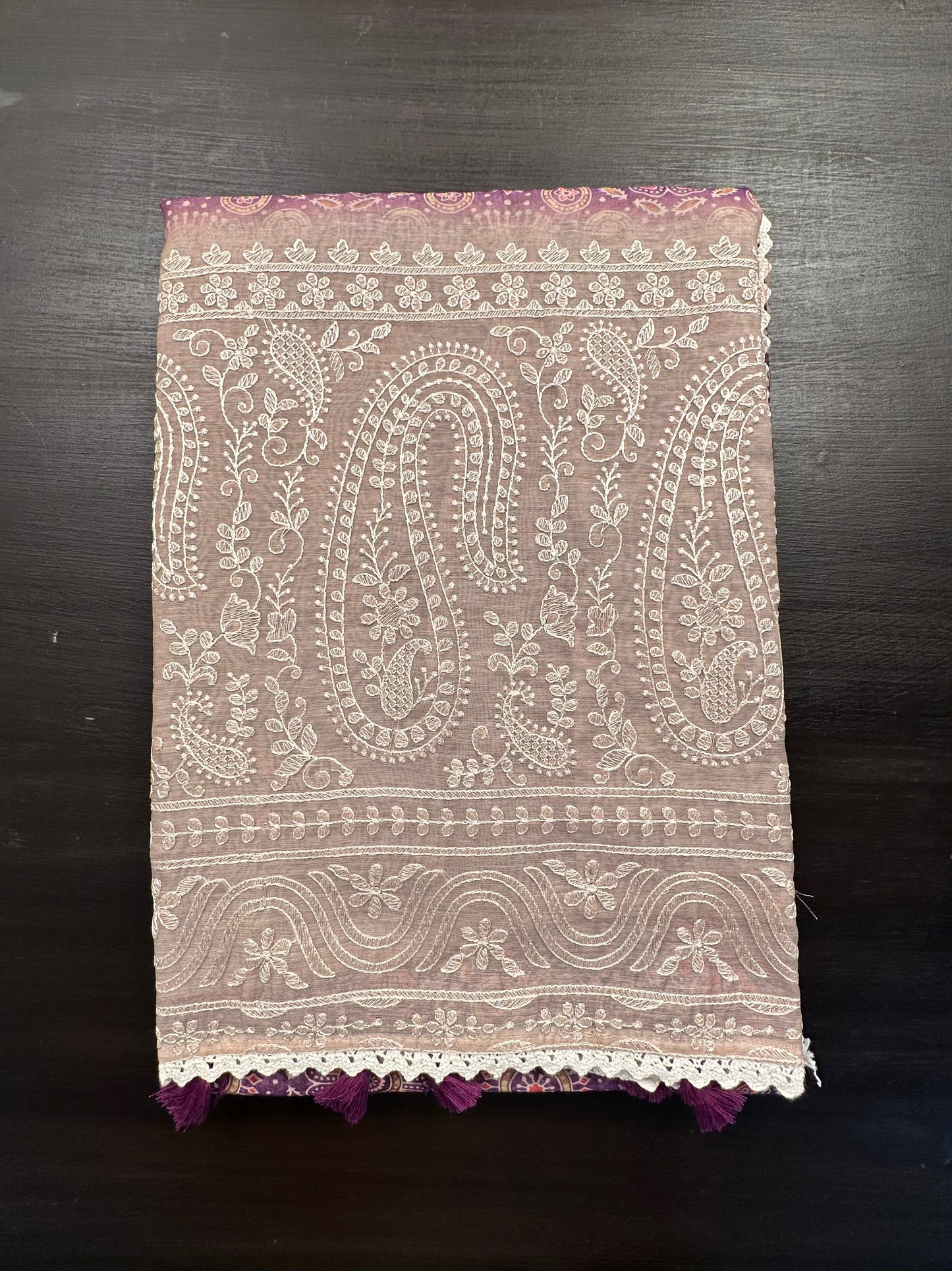 Purple-Beige Dhara Chanderi Saree
