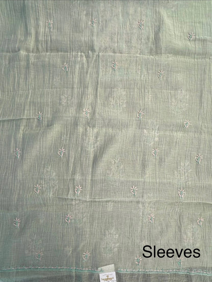 Pista Chanderi Chikankari Handwork 3-Piece Unstitched Suit