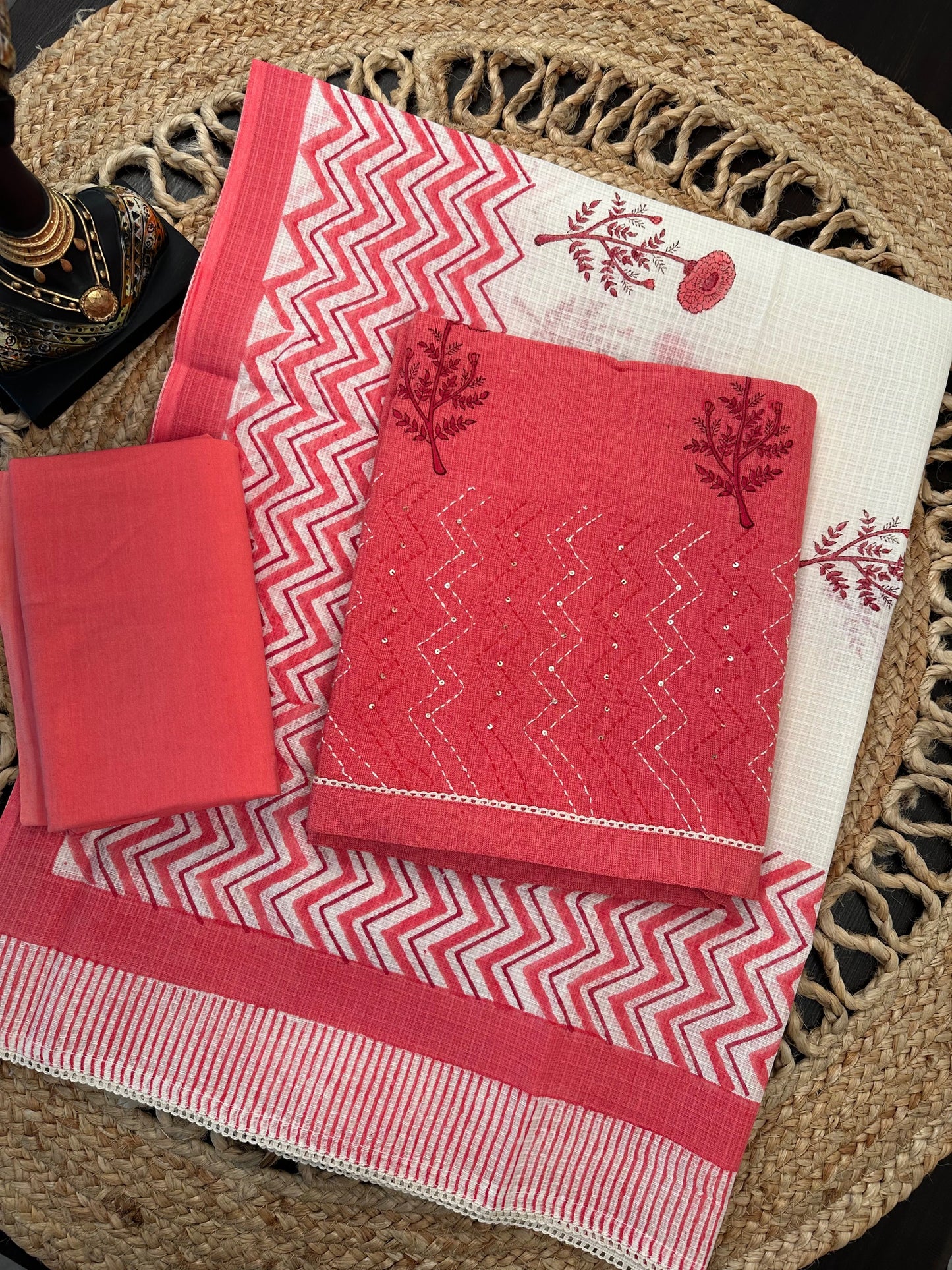 Gazari Jute Cotton 3-piece Unstitched Suit