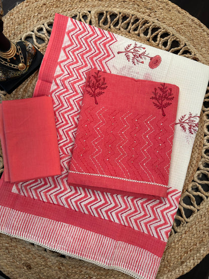 Gazari Jute Cotton 3-piece Unstitched Suit