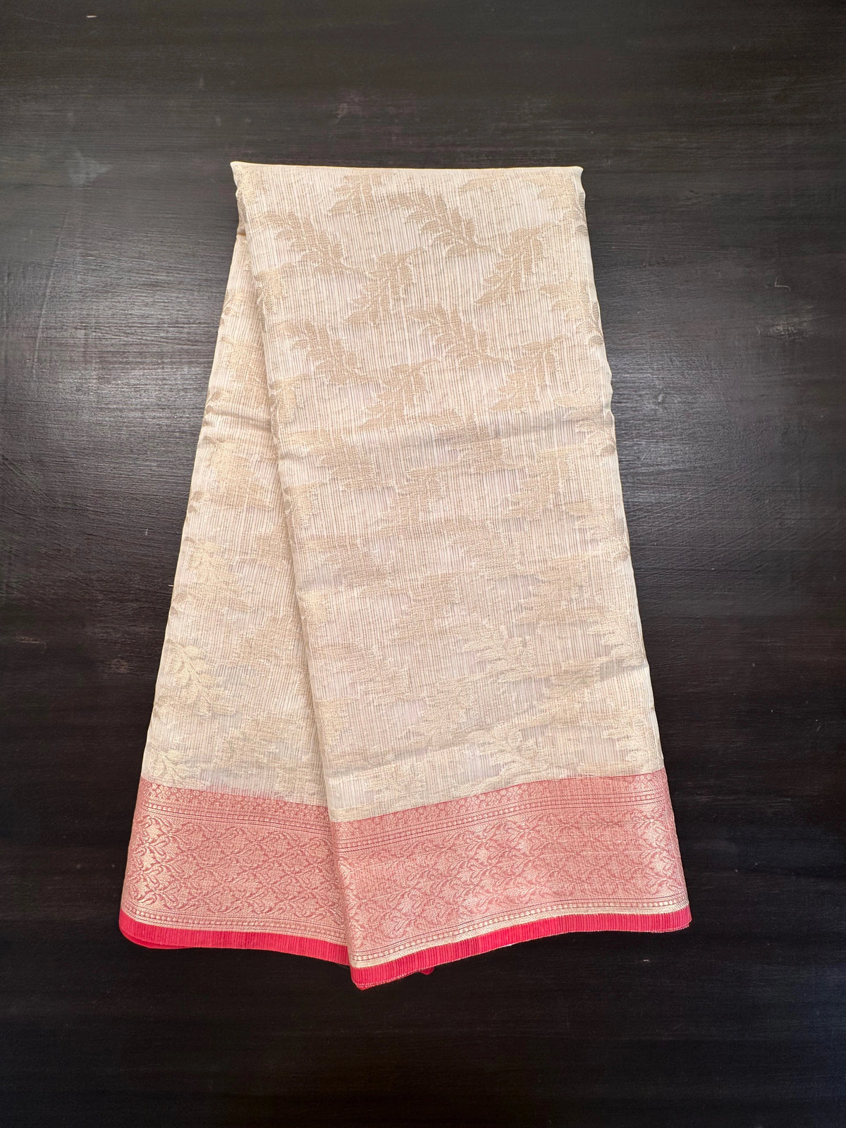 Cream Kota Doria Fancy Cotton Saree