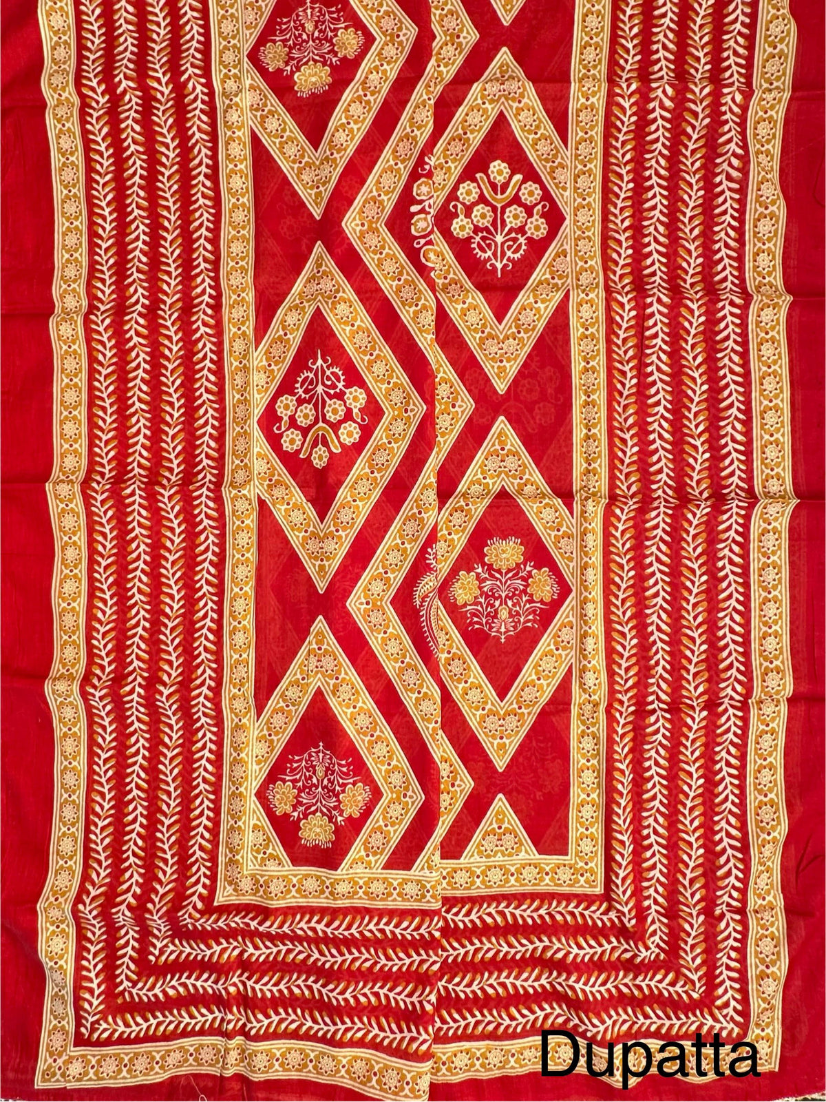 Red Jaipuri Necktie Cotton 3-Piece Suit