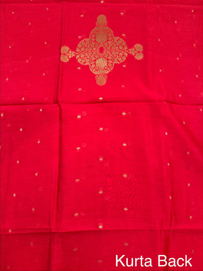 Coral Red Handloom Chanderi Suit