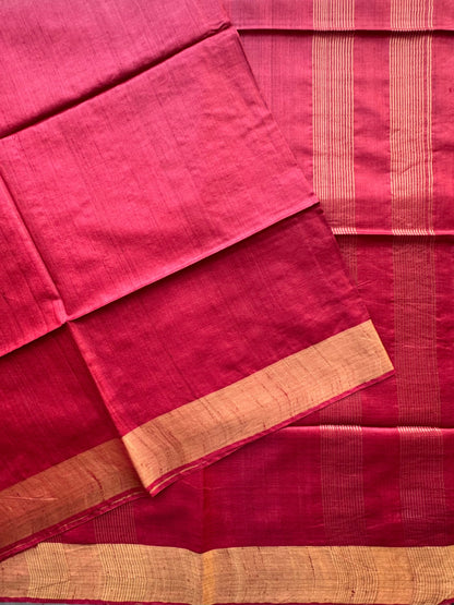 Red Pure Tussar Silk Saree
